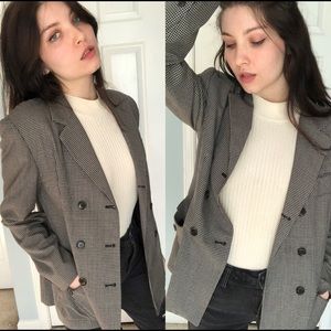 Vintage checked cream and black blazer